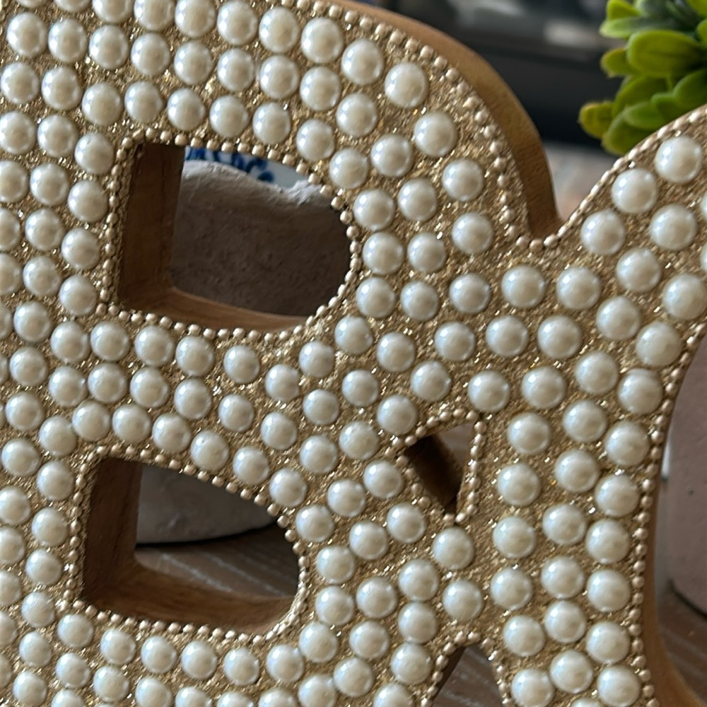 NEW Vintage Inspired Spooky Cute Haunted Mansion Beaded Wood Faux Pearl Boo Sign - Picture 2 of 5